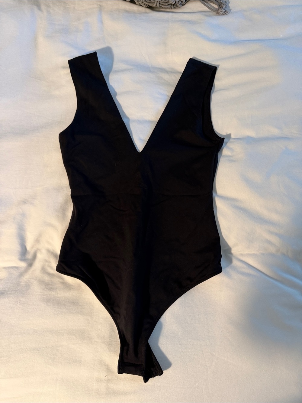 Free People Black V-Neck One Piece Bodysuit
